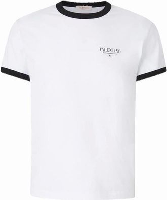 Valentino Mens Valentino Contrast Stamp Logo T-Shirt in White - Size: 40