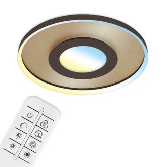 Briloner Brilo - L&aacute;mpara De Techo Led Cct, &Oslash; 49,5 Cm, 25 W, 3000 Lm, Marr&oacute;n Dorado