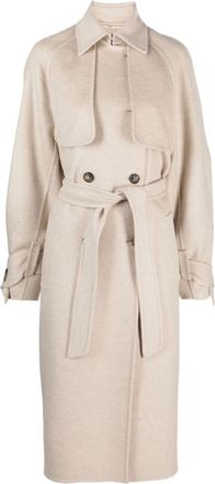 Max Mara belted-waist cashmere coat - women - Cashmere - 42 - Neutrals