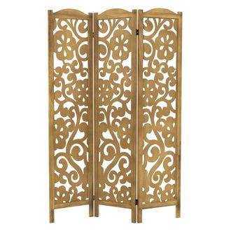 ML Design Ml-design - Biombo Divisorio De 3 Paneles Modelo Yokohama De Madera Natural 172 X 121 Cm, Separador De Ambientes Plegable Para Interiores, Mampara Ind