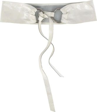 Vintage leather belt - women - Patent Calf Leather - One Size - White