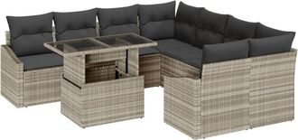 vidaXL Vidaxl - Garden Sofa Set with Cushion 9 pcs Light grey 100 x 55 x 73 cm