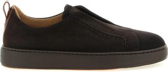 Santoni Victory Slip-On Sneaker - Heren - Sneakers - Bruin - 44 EU - Leer - Schoenen
