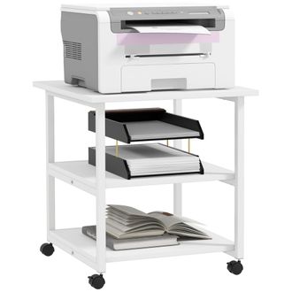 HOMCOM Mobile Printer Stand with Storage Printer Table for Home Office White | TJ Hughes