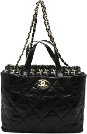 Chanel Pre-owned Vintage Tote Bag - Dames - Vintage Shopper - Zwart - ONE Size - Leer - Vintage