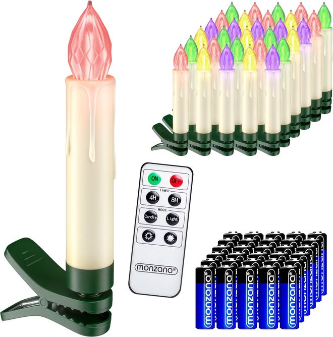 Deuba LED Weihnachtsbaumkerzen Kabellos 30er Set Bunt mit Batterie Timer Christbaumkerzen Tannenbaumkerzen Lichterkette Weihnachtsbaum Beleuchtung ab 45,95 €