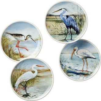 Certified International Coastal Birds Set Of 4 Canape Plates
