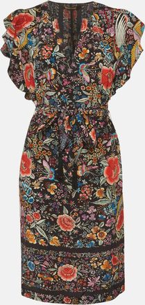 Roberto Cavalli Multicolour Floral Print Silk Belted Mini Dress
