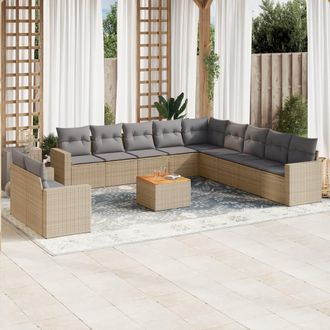 vidaXL Set De Sof&aacute;s De Jard&iacute;n 12 Pzas Y Cojines Rat&aacute;n Sint&eacute;tico Marr&oacute;n Vidaxl