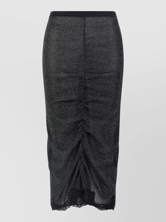 Valentino Garavani knit skirt sheer glitter ruching lace