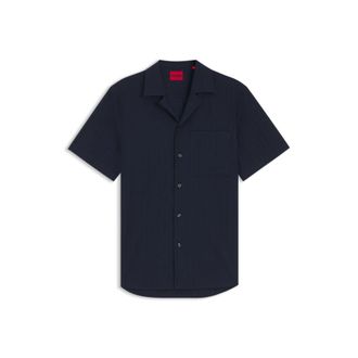HUGO BOSS Relaxed-fit cotton shirt with structured stripe
