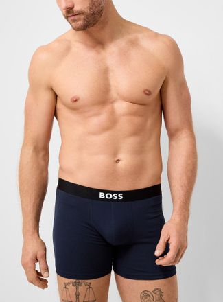 BOSS Mens 5 white-logo solid boxer brief Cotton