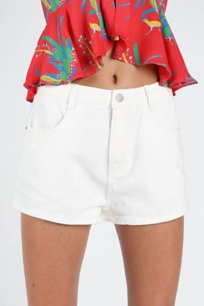 Honey Punch Be The Star High Waist Denim Short In White