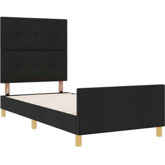 vidaXL Bed Frame with Headboard Black 90 x 190 cm Fabric vidaXL