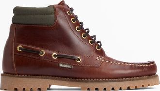 Barbour Tiller Mens Moccasin Boots Mahogany - Brown Cotton - Size UK 11