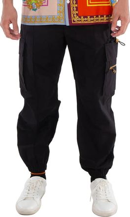 Versace Mens Black Slim-Cut Cargo Trousers