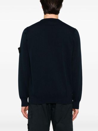 Stone Island Mens Sweater With Ribbed Detailing Blue Cotton