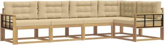 vidaXL Conjunto De Sof&aacute;s De Exterior 4 Uds. Y Beige Poli&eacute;ster Vidaxl