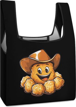 Generic Funny Chicken Nugget Shopping Bag Reusable Grocery Tote Bag Foldable Handbag for Travel Picnic