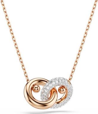 Swarovski Dextera Interlink Pendant Necklace in Rose Gold/White at Nordstrom