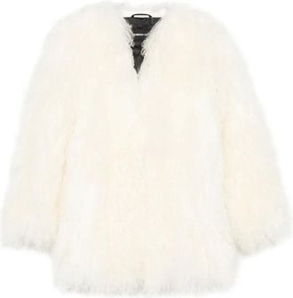 Numerootto Cappotto Robyn in pelliccia di Mongolia - Bianco