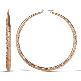 Jessica Simpson Wide Textured Hoop Earrings in Gold at Nordstrom