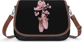 Generic Ballet Shoes with Flowers Womens Crossbody Bag Fashion Shoulder Handbags Message Tote Bag with Adjustable Strap