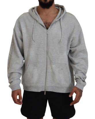 Dsquared2 Dsquared&sup2; Hooded Printed Crystal Embellishment Mens Sweater (Pre-Owned)
