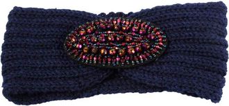 Accessoryo Womens/Ladies Purple Knitted Headband With Purple Jewel Detail
