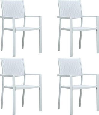 vidaXL Vidaxl - Sillas De Jard&iacute;n 4 Unidades Pl&aacute;stico Con Aspecto Rat&aacute;n Blanco