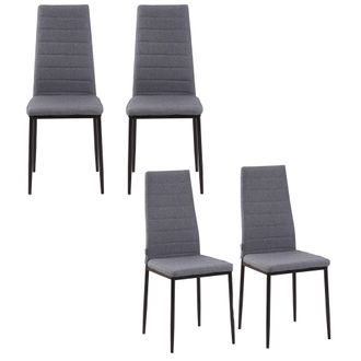 HOMCOM Set 4 Sedie Imbottite Per Cucina O Soggiorno In Metallo E Tessuto Grigio - Homcom