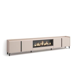 Skraut Home Skraut Home - Mueble Tv, Televisi&oacute;n, Muebles De Sal&oacute;n, Almacenaje, 315x35x61cm, Para Tv Hasta 80, Chimenea El&eacute;ctrica Xxl, Dise&ntilde;o Industrial, Estilo Mo