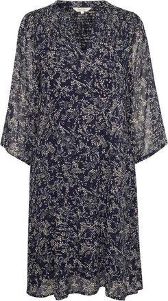 Part Two Donkerblauwe Verspreide Bloemen Jurk - Dames - Korte kleedjes - Zwart - XS - Kleedjes