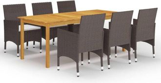 vidaXL Juego De Comedor De Jard&iacute;n De 7 Piezas Marr&oacute;n Vidaxl