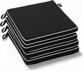 Oviala Lote de 4 cojines cuadrados lisos para sillas 40 cm negro