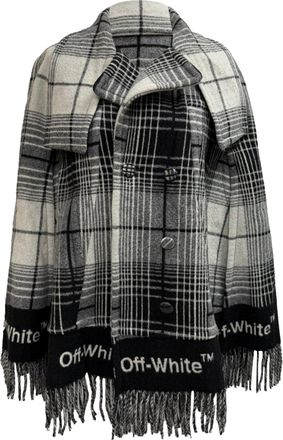 Off-white Blanket Plaid Cape in Multicolor Wool