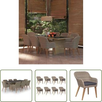vidaXL Tavolo da pranzo da giardino - Set da Pranzo da Giardino 9 pz in Polyrattan Marrone