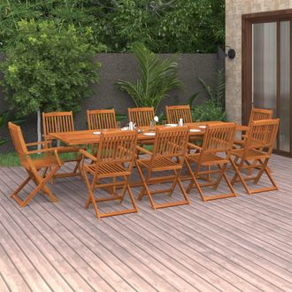 vidaXL Set Comedor De Jard&iacute;n 11piezas Madera Maciza Acacia 280x90x75cm Vidaxl