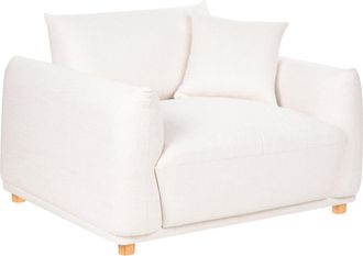 Beliani Sill&oacute;n De Sala De Estar Con Respaldo Tapizado En Tela Y Patas De Madera Blanco Crema Jubek