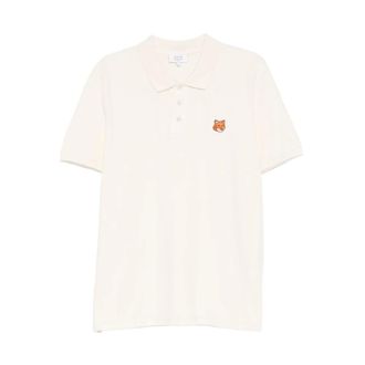 Maison Kitsun&eacute; Polo Shirts, male, Beige, Size: S Fox Head Regular Polo Shirt