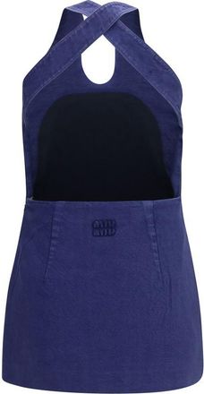 Miu Miu Halter Cotton Dress - Blue