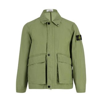 Stone Island Waxed Tela Coach Jacket - Heren - Zomerjassen - Groen - XL - Katoen - Jassen