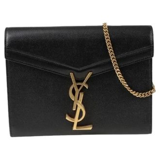 Saint Laurent Pre-owned Cross Body Bags, female, Black, Size: ONE SIZE Pre-owned Cassandra Chain Wallet Crossbody