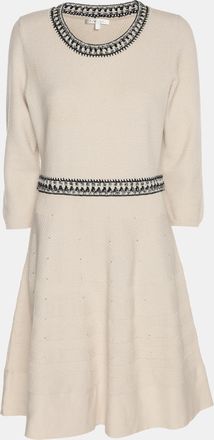 Paule Ka Off White/black Knit Midi Dress