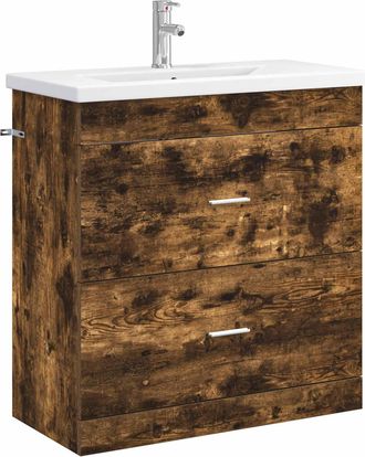 vidaXL Juego De Muebles De Ba&ntilde;o Roble Ahumado 81 X 40 X 84,5 Cm Vidaxl