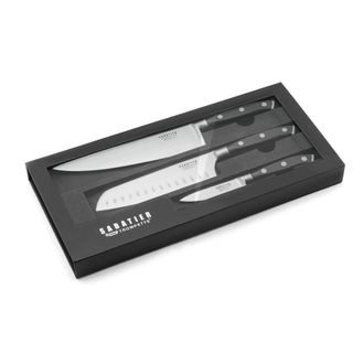 Sabatier Trompette Vulcano - estuche magn&eacute;tico con 3 cuchillos de cocina acero inoxydabl