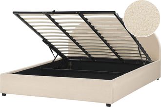Beliani Cama Con Almacenaje De Poli&eacute;ster Beige 180 X 200 Cm Otomana Vaucluse