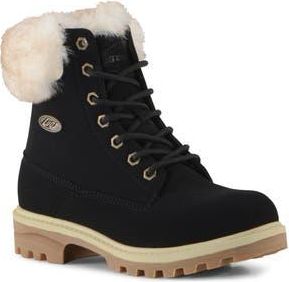 Lugz Empire High Faux Fur Lug Sole Boot in Black/Cream/Gum at Nordstrom Rack, Size 6.5