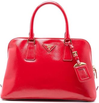 Prada Pre-owned Handbags, female, Red, Size: ONE SIZE Pre-owned Structured Leather Satchel