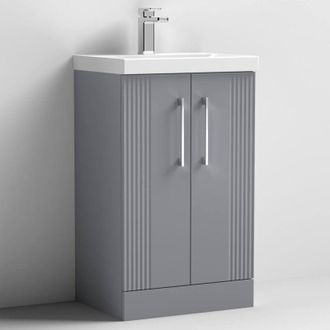 Nuie Nuie - Deco Floor Standing 2-Door Vanity Unit with Basin-3 500mm Wide - Satin Grey